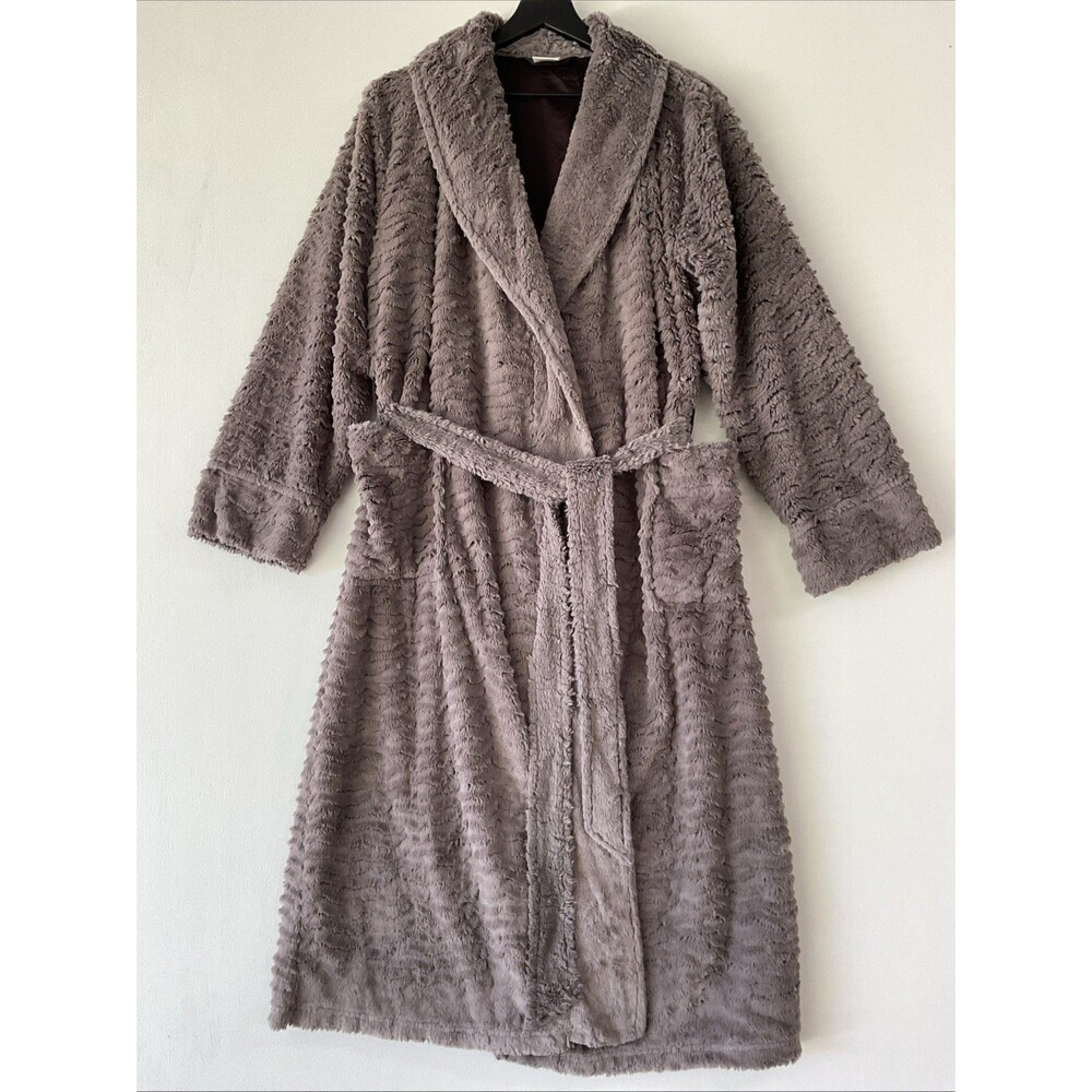 Soma Womens Luxe Plush Robe S/M Chocolate Brown Belt Pockets Bathrobe Cozy
